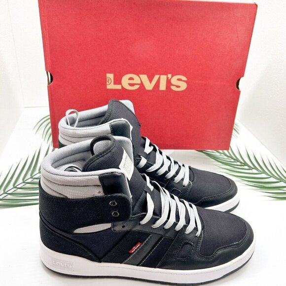 Levi's BB Hi Men's Black/Gray Round Toe Lace Up High-Top Sneakers Size 12M NWB - Picture 14 of 14